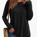AUTOMET Black Long Sleeve Tops for Women (Large, Black)