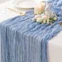 Sioloc Dusty Blue Cheesecloth Table Runner 120'' x 35'',Spring Easter Decor Soft Gauze Boho Wedding Table Decor for 10ft Table Birthday Party,Baby Shower, Bridal Shower, Home & Event Decor (1pc)