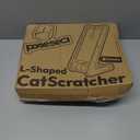 Cat Scratcher for Indoor Cats, L-Shaped Cat Scratching Board & Ramp, Solid Wood Cat Scratch Pad, with Hanging Ball & 3 Bottom Play Balls, Ideal for All Cats (Wood Grain, L)
