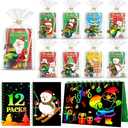 Skrajoi 12 Pack Christmas Scratch Art Party Favors for Kids - Rainbow Scratch Paper with Christmas Scratch Off Cards Easter Birthday Goodie Bags Stuffers - Winter Holiday Gifts DIY Classroom Prizes