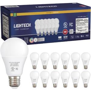 A19 LED Light Bulbs, 12 Pack, 60 Watt Equivalent, 9W Soft White Warm White 3000K LED Light Bulb, 810 LM, Bedroom, Living Room, Kitchen, Garage, Soft White LED Light Bulbs, Non-Dimmable, E26, UL Listed