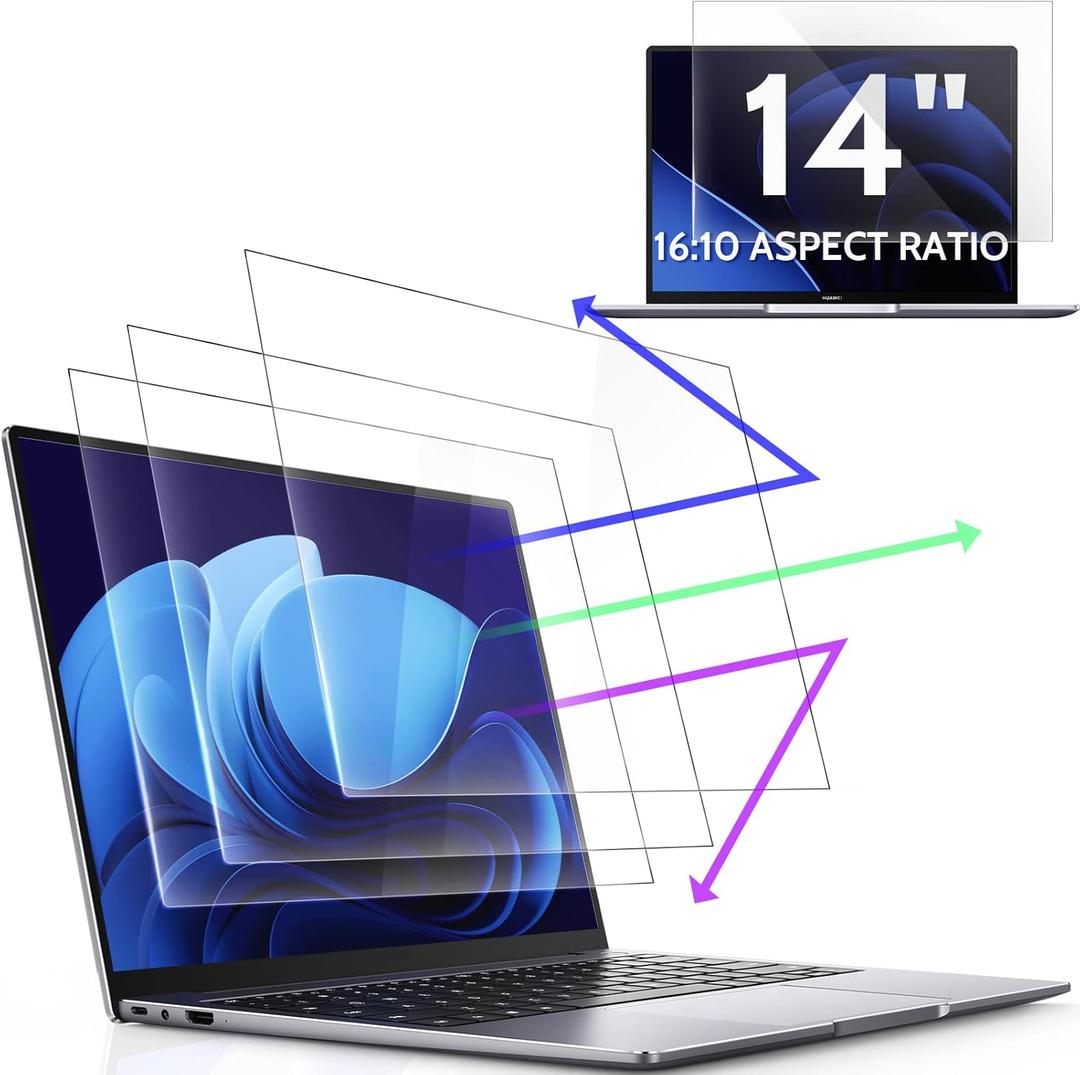 3 Pcs 14 Inch Anti Blue Light Screen Protector Compatible With Lenovo Hp Dell Acer Asus Samsung etc Laptop-16:10 Aspect, 14" Computer Monitor Glare Filter Uv Blocker Shield Cover Eye Protection Film