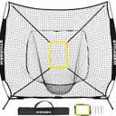 Storgem Baseball and Softball Practice Net 77ft Portable Hitting Pitching Batting Training Net Baseball Backstop Net with Batting Tee and Strike Zone and Bow Frame