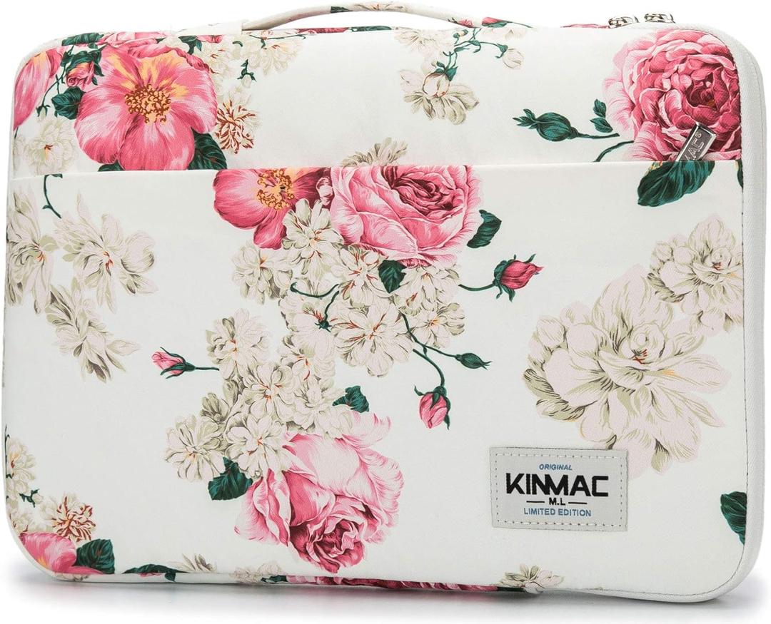 Kinmac 360 Heavy Duty Protective Laptop Computer Sleeve case Bag Cover with Handle for MacBook Pro 14 inch,14 inch-14.4 inch HP Lenovo Dell ASUS Acer Laptop (Peony)