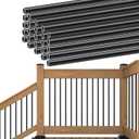 Muzata 25Pack 26" Aluminum Deck Balusters Round Black Deck Railing Stair Porch Staircase Spindles 3/4" Diameter Hollow for Railing Fencing Porch Stair WT02