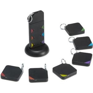 Amazon Basics Key Finder, Wallet, Pet, Phone, Item Locator - 6 Smart Trackers, 1 Remote, 100 ft (30 m) Range, up to 80dB alarm via RF signals. No phone, mobile app or WiFi required