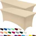 Utopia Kitchen Spandex Tablecloth 2 Pack [6FT, Champagne] Tight, Fitted, Washable and Wrinkle Resistant Stretch Table Cloth Rectangle Cover for Trade Show, Weddings & Parties [72Lx30Wx30H Inch]