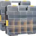 MIXPOWER 2 Pieces 34-Compartment Toolbox Organizer sets, 20 Removable Dividers, Black/Yellow, 2 Pieces Set, Excellent for Screws, Nuts, Small Parts