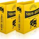 2 Set Show Bill Binder with Sleeves for Broadway and Theatre 3 Ring 9.5 x 9.5Theater Program Holder with 40 Sheet Protectors PU Leather Playbill Binders Playbill Holder(Yellow)