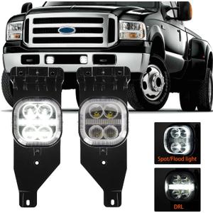 LED Fog Light with Daytime Running Lights - Fog Light Assembly for Ford F250 F350 F450 F550 Super Duty 2005 2006 2007 Driving Fog Lamps Plug & Play 2pcs