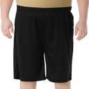 Men's Basketball Shorts Athletic Lightweight Dry-Fit Training Workout Shorts Zipper PocketsRegular&Big and Tall (4X, Black)