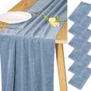 Velvet Table Runner 20 x 120 Inches 10ft Luxurious Thick Soft Velvet Christmas Thanksgiving Wedding Reception Table Runner for Party Reception Decorations (Dusty Blue, Pack of 6)