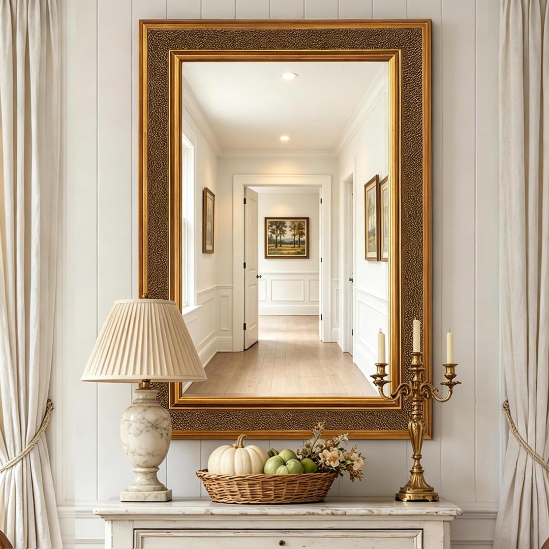 Chende Vintage Gold Mirrors for Decor, 40 x 28 Inch Large Wall Mirror with 3D Granular Textured Frame, Rectangular Decorative Mirror for Living Room, Entryway, Dining Room, Bathroom Traditional Modern