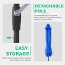 JEAREY 7.5FT Patio Umbrella Outdoor Market Umbrella with 6 Sturdy Ribs, Push Button Tilt/Crank Table Umbrella for Garden, Deck, Backyard and Pool, Royal Blue
