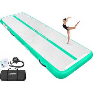 Air Mat Tumble Track 4 inches Thickness Inflatable Gymnastics Mat for Home Use/Training/Cheerleading/Yoga 10/13/16/20ft with Electric Air Pump (green)