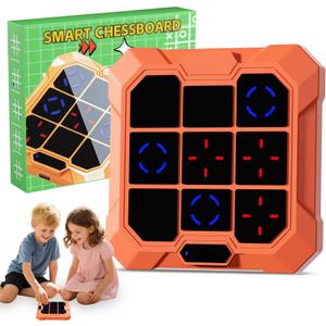 6-in-1 Electronic Tic Tac Toe Game, Handheld Digital Tic Tac Toe Bolt Game, Portable Travel Learning Toy for Kids & Adults, Educational Memory Games for Ages 4+, Ideal Gift for Boys & Girls (Orange)