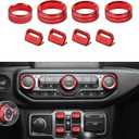 JeCar JL Switch Button Covers Window Control Air Conditioner Headlight Volume Radio Knob Trims Interior Accessories Compatible with Jeep Wrangler JL JLU 2018-2026 & Gladiator JT 2020-2026, Red