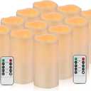 12Pcs Flickering Flameless Candles Waterproof Large (D 3" x H 6") LED Candles, Fake Pillar Outdoor Indoor Battery Operated Candles with Remote for Home/Wedding/Christmas/Holiday Dcor