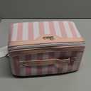 BOYATU Travel Makeup Bag Cosmetic Bag for Women: 3 Pcs Set Make up Bag with Compartments - Waterproof Vegan Leather Toiletry Bags with Handle - Makeup Organizer for Travel Essentials(A-3-Pink)