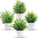 Der Rose 4 Pack Fake Plants Small Artificial Faux Potted Plants for Living Room Home Office Farmhouse Bathroom Kitchen Decor Indoor