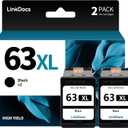 LinkDocs 63XL Black Ink Cartridge Remanufactured Replacement for HP 63 63XL Ink F6U64AN Used with HP OfficeJet 3830 4650 5255 Envy 4520 4512 4516 Deskjet 1112 3630 2132 Printer (2 Black)