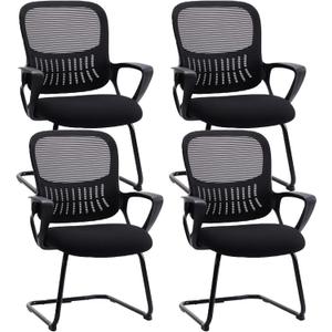 Sweetcrispy Waiting Room Chairs, Desk Chair No Wheels, Mesh Back, Set of 4
