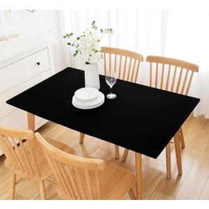 Wolkemer Fitted Rectangle Tablecloth Spandex Stretch Black Cocktail Table Cover Elastic Edge Topper Cap for Dining Wedding Party Picnic 42 x 72 Inch