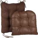 Klear Vu Omega Non-Slip Rocking Chair Cushion Set, Assembled in USA, Thick Padding & Tufted Design, Includes Seat Pad & Back Pillow with Ties, 17x17 Inches, 2-Piece Set, Honeycomb Chocolate