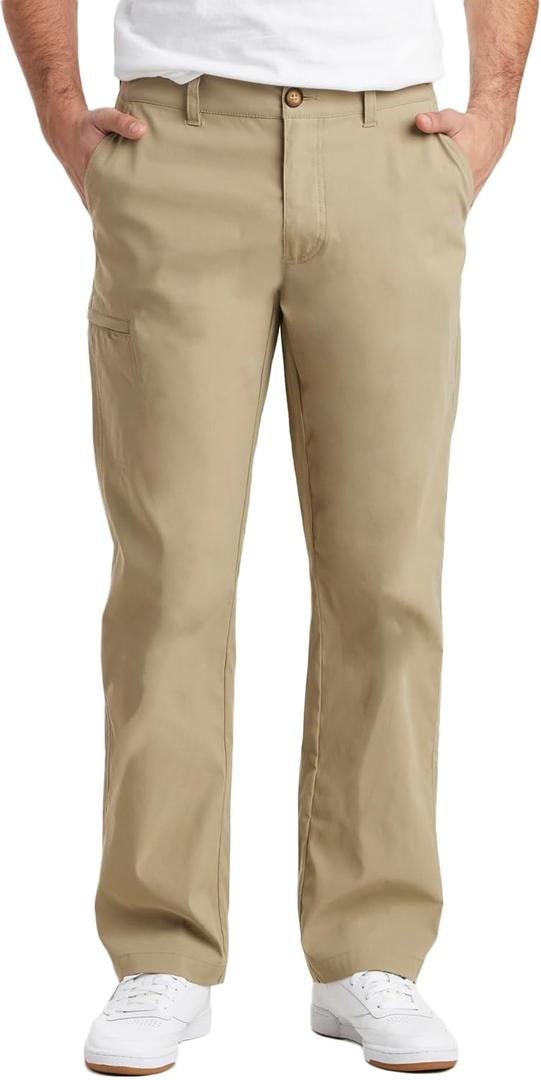 Unionbay Men's Rainier Lightweight Comfort Travel Tech Chino Pants (32W x 34L, Khaki)