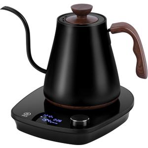 Gooseneck Electric Kettle, Intelligent Temperature Control, Stainless Steel Inner, Quick Heating, for Pour Over Coffee, Brew Tea, Boil Hot Water, 1000W 0.9L Black