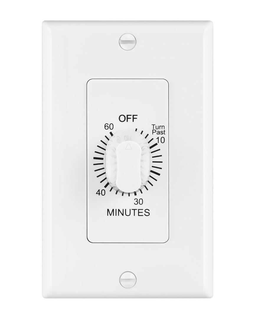 SURAIELEC 60-Minute Countdown Timer Switch for Lights, in-Wall Mechanical Timer Switch for Exhaust Fan, Programming-Free Light Timer, No Neutral Required, ETL Listed (White)