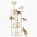 Aidoly Large Cat Tree 75 Inch, Multi-Level Tall Cat Tree Tower with Condo, Perches, Sisal Scratching Posts Board and Hammock, Pet Play House with Dangling Balls for Indoor Cats, Beige