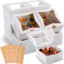 Zhanmai 36 Pcs Cake Boxes with Window 8 x 8 x 4 Inch Valentine's Day Bakery Boxes Cookie Box Pastry Box with Stickers for Cupcake Donuts Pie Dessert Muffins Pastry Wedding Birthday Party(White)