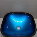 Glass Vessel Sink Blue Bathroom Sink Above Counter Vessel Sink with Faucet and Drain Combo 17 inch Square Vessel Bathroom Sink Bowl