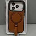 BUTAIGA for iPhone 17 Pro Leather Case with Stand, Anti-Slip Grip Ring, Fits for MagSafe (Brown, IP17 Pro-6.3inch)