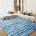 Engiw Blue Boho 8x10 Area Rugs for Nursery Playroom Soft Rugs for Living Room Bedroom Dining Room Washable Non Slip Cozy Neutral Rug for Kids Baby Boy Toddler