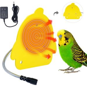 Bird Heater for Cage Parakeets & Conure, Warm Bird Perch Stand, Yellow, Comfortable, Metal, Indoor, 5.4 x 4.72 x 0.6 inches, 0.331 kg