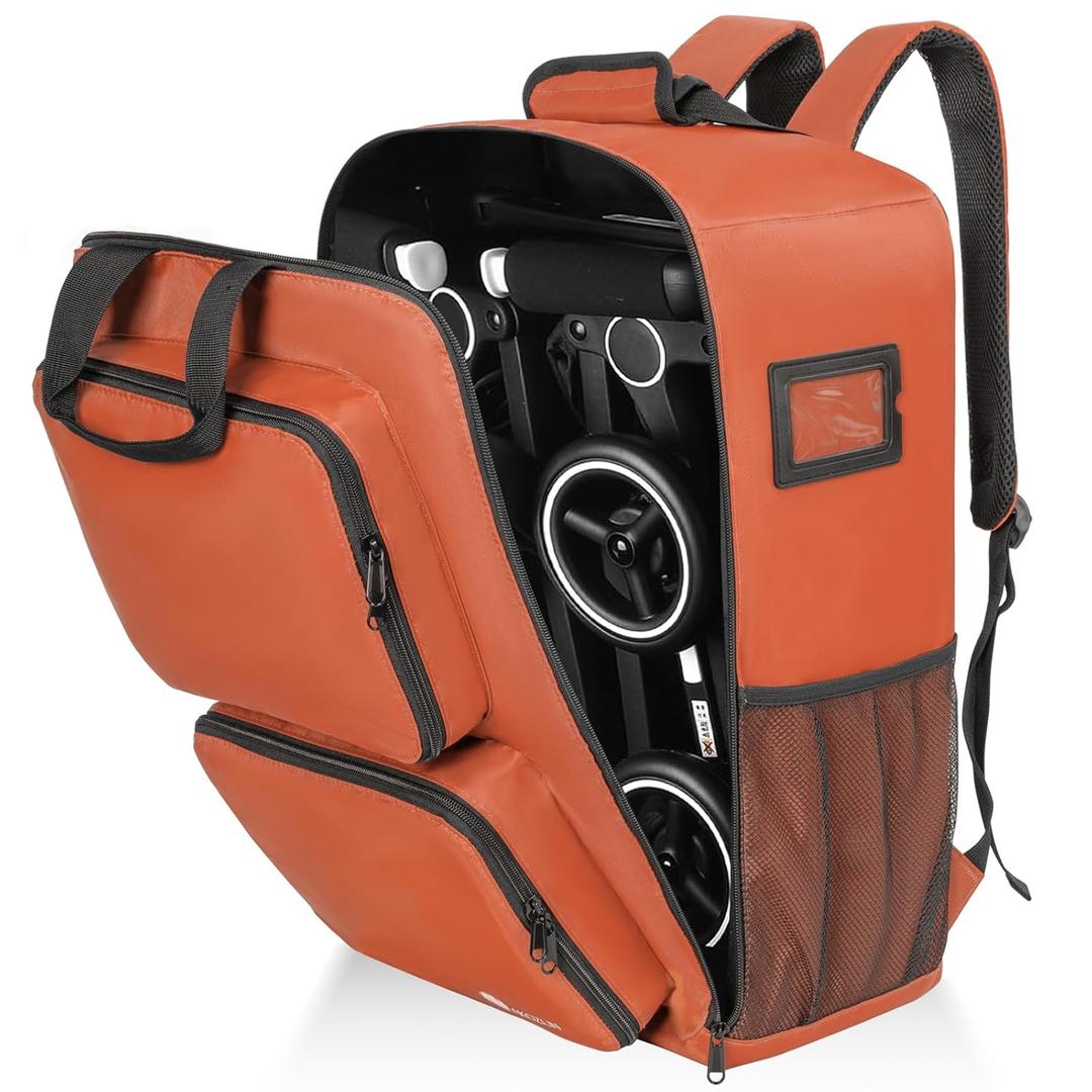 AKOZLIN Foldable Stroller Travel Bag Backpack 14.2"x8.7"x20.5" Compatible with GB Pockit+ All City/GB Pockit Air All Terrain/Gb Pockit Stroller Orange (Bag Only)