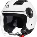 TRIANGLE Open Face Motorcycle Helmets 3/4 Half Helmet for Adult Men Women Dot Approved (Glossy White, X-Large)