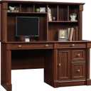 Sauder Palladia Computer Desk with Hutch, Large Storage and File Drawer, Home Office Desk - Select Cherry Finish