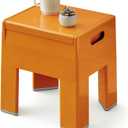 Nightstand Bedside with Storage Space, Multifunctional Colorful Plastic End Table Small Side Table for Bedroom, Dorm and Small Spaces, Easy Assembly(14.7" D x 11.8" W x 15.8" H, Orange)