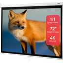 Pyle 72 Inch Pull Down Projector Screen | Manual Retractable Projector Screen, with Roll-Down Matte White Surface, Auto-Locking Height Adjustment, Wall or Ceiling Mount | Home Theater Accessories