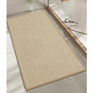 chakme Bathroom Rugs Mat 47x17, Ultra Thin Non Slip Bath Mats Runner Quick Dry Absorbent Bath Mat for Bathroom Floor, (Light Beige, 47"x17") (1'5" X 3'11" (Rectangular))