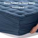 EASELAND Queen Size Mattress Pad Pillow Top Mattress Cover Quilted Fitted Mattress Protector 8-21" Deep Pocket Cooling Mattress Topper (60x80 Inches, Dark Blue)