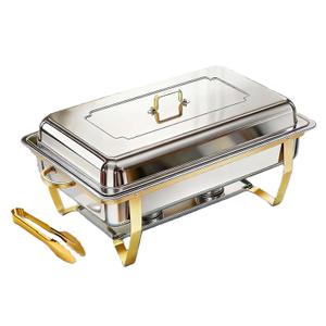 POWERFUEL 2 Pack 11QT Rectangular Chafing Dishes for Buffet with 2Tongs