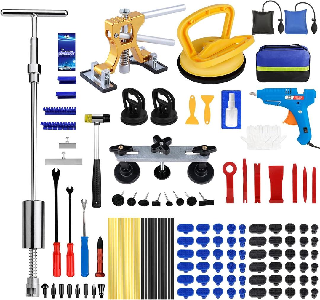 Dent Puller Hail Remover Kits,129pc Professional Car Paintless Dent Removal Tools,Slide Hammer 2 in 1 T-Bar, Adjustable Dent Lifter,Bridge Puller for Auto Body SUV Dings Damage DIY Removal Dent Puller Hail Remover Kits,129pc Professional Car Paintless Dent Removal Tools,Slide Hammer 2 in 1 T-Bar, Adjustable Dent Lifter,Bridge Puller for Auto Body SUV Dings Damage DIY Removal