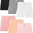 Ruisita 6 Packs Toddler and Girls Ruffled Shorts Kids Bike Cartwheel Shorts Under Dress Dance Short (8-10 Years, Black, Grey, Complexion, Pink, White, Light Pink)