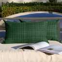 Kevin Textile Pack of 2 Decorative Outdoor Waterproof Pillow Covers Garden Cushion Sham Throw Pillowcase Shell for Patio Tent Couch 12x20 Inch Army Green