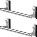Over Cabinet Towel Holder, Stainless Steel Over The Cabinet Towel Rack Bars for Kitchen Cabinet Doors, Dish Towel Holder with Hooks, 2 Pack (Brushed Nickel) (10.5 Inch)