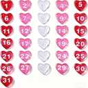 31 Pcs Valentines Heart Shaped Calendar Magnets Colorful Glass Magnets Numbers for Schedule Dry Erase Whiteboard, Magnetic Whiteboard, Refrigerator(Delicate)